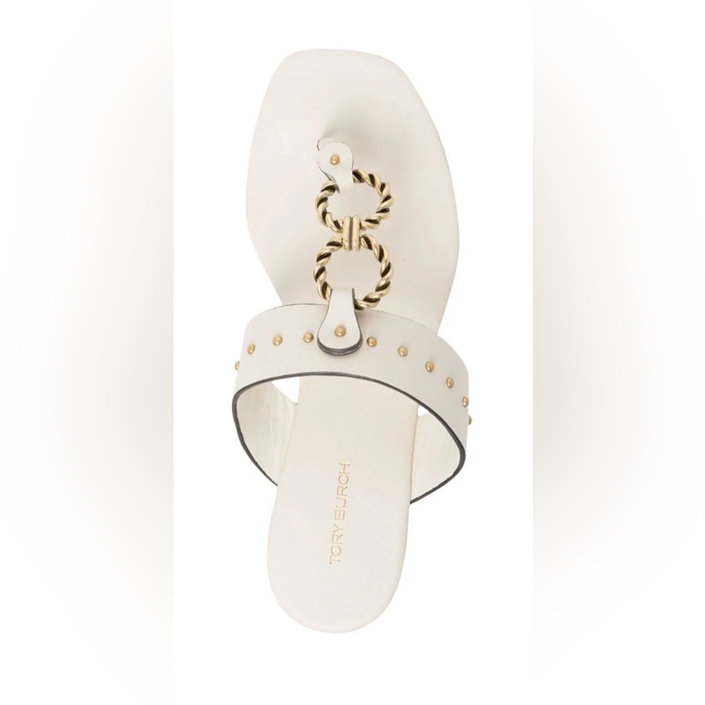 Tory Burch Vintage Plaque Thong Sandal In Ivory White Women’s Size 10